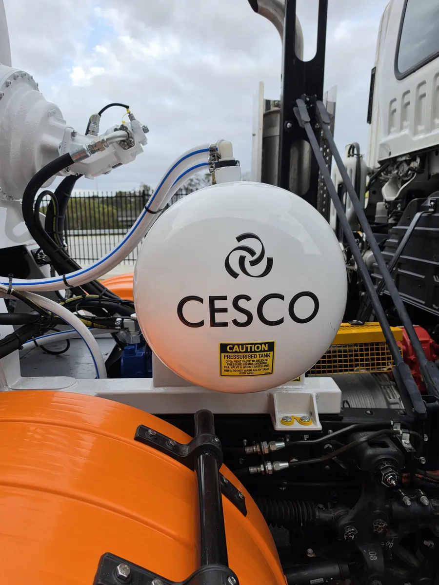 Cesco-branded pressurised water tank and hydraulics on a new mixer