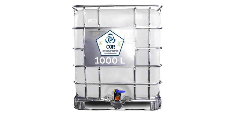 A container of COR (Cesco Organic Concrete Remover)