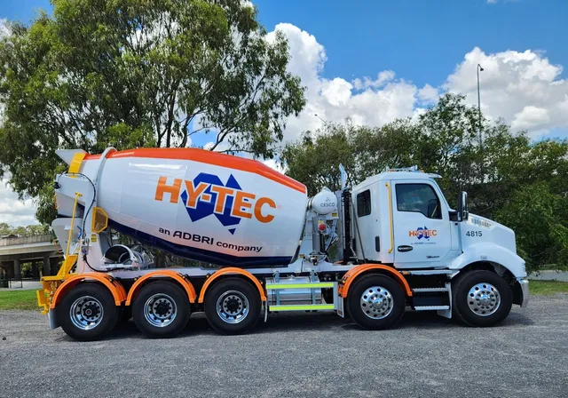 Hy-Tec Cesco mixer truck with orange chassis