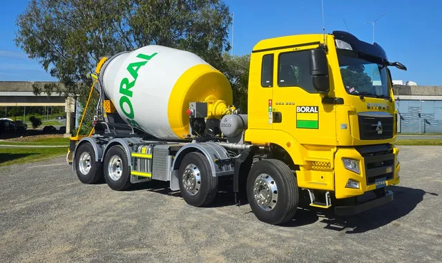 Boral Cesco mixer on a yellow truck