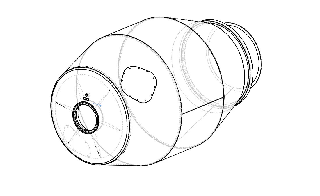 Line drawing of a Cesco mixer barrel